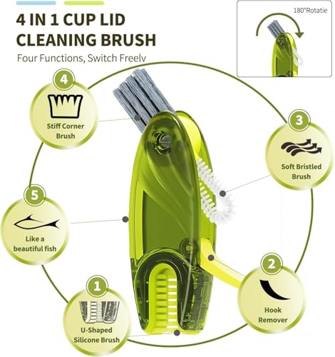3 in 1 Cup Lid Gap Cleaning Brush Set (Mixed Colors)