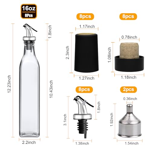 8 Pack 17oz Olive Oil Dispenser Bottle (17oz BPA Free Plastic Spout)