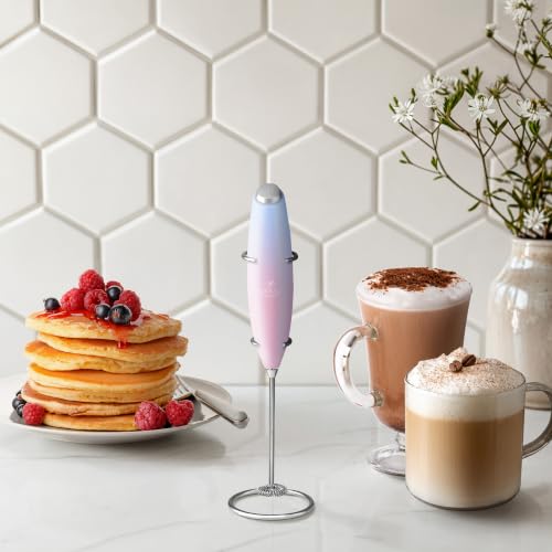 Powerful Milk Frother Wand With Duracell Batteries (Daffodil Lavender / Z1 Motor + Batteries)