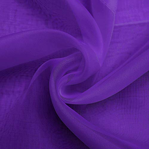 Sheer Voile Window Treatment Rod Pocket Curtain Panels for Kitchen Bedroom Living Room Drapes Sunlight Filtering Privacy Semi Home Decor Assorted (Purple / 52"W x 72"L (Pack of 2))