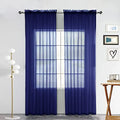 Sheer Voile Window Treatment Rod Pocket Curtain Panels for Kitchen Bedroom Living Room Drapes Sunlight Filtering Privacy Semi Home Decor Assorted Colors Sizes (Navy / 52"W x 72"L (Pack of 2))