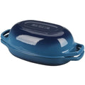 Enameled Cast Iron Oval Dutch Oven Pot with Lid (Lake Blue / 5 Quart)