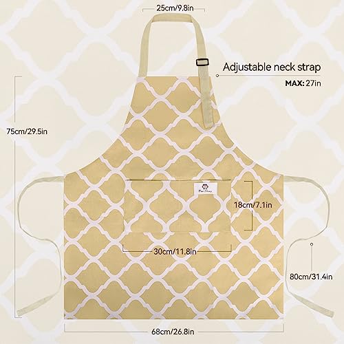 2 Pieces Aprons for Women with Pockets (Pink/Yellow)