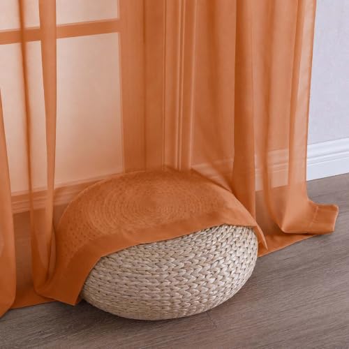 Orange Sheer Curtains 72 Inches Long 2 Panels Set (Orange / 59"W x 72"L (Pack of 2))
