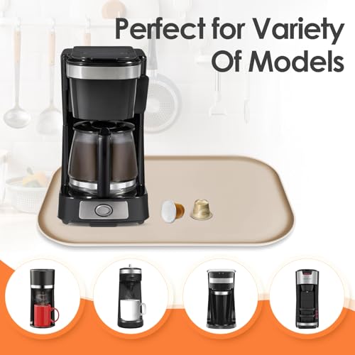 Silicone Coffee Maker Mat with Lip for Countertops (Khaki / 17.4'' x 10.6'')