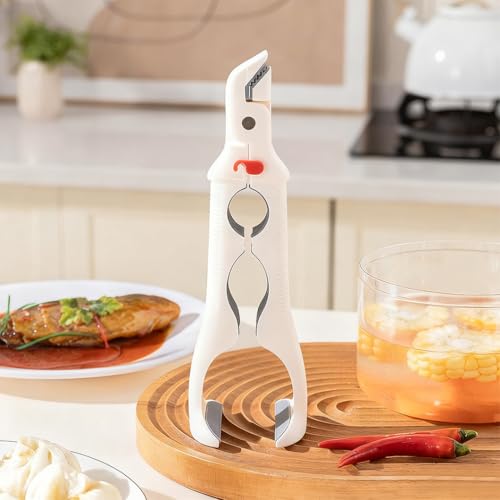 2 Pcs 2-in-1 Silicone Kitchen Clamp with Bottle Opener, Heat Resistant Silicone Tongs, Dual-Head Design for Microwave Air Fryer Steamer, Non-Slip Grip Dish Grabber, Easy Open Jar Lid, Dishwasher Safe (2PCS)
