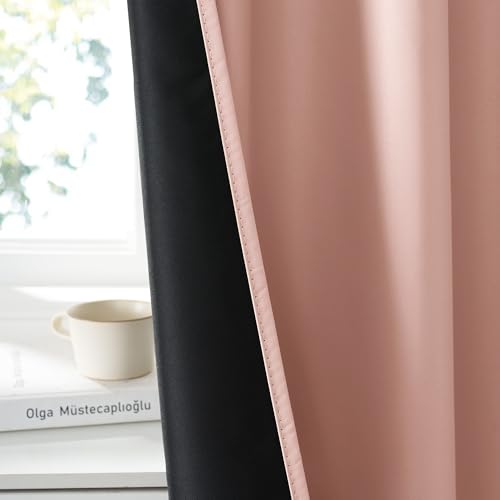 Bedroom Blackout Curtains 84 inches Long (100% Blackout - Peach Pink / 42"W x 84"L (Pack of 2))