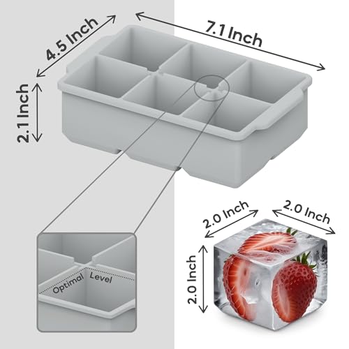 Large Silicone Ice Cube Tray (Light Gray / 2-Pack)