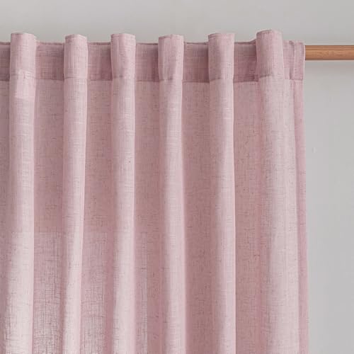 Pink Curtains for Girls Bedroom Living Room Semi Sheer Light Filtering Nursery Window Drapes (50"W x 90"L (Pack of 2) / Light Pink)