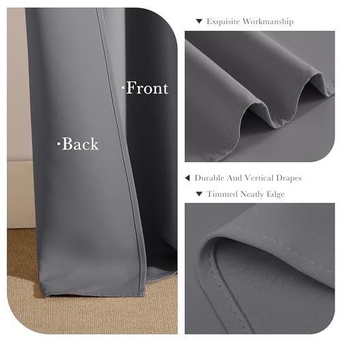 Black Out Curtains 48 inch Long for Short Small Window (Grey / 42"W x 48"L (Pack of 2))