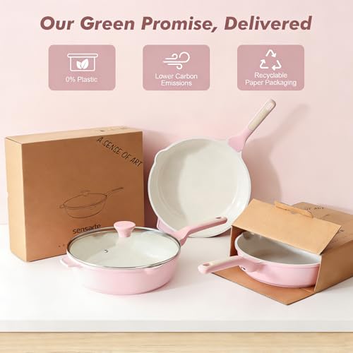 Nonstick Ceramic Skillet with Lid 11 (Sakura Pink / 11-inch/4.5QT)