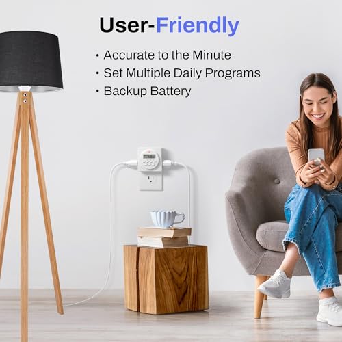 Indoor 7 Day Programmable Digital Timer Outlet (3-Prong,2-Pack)