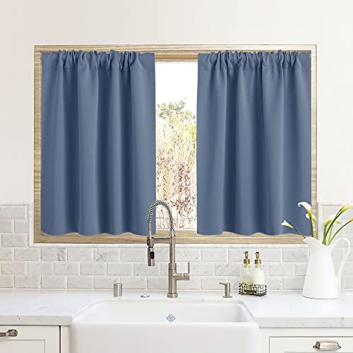RV Curtains for Camper Windows (Stone Blue / 34"W x 24"L (Pack of 2))