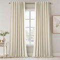 95 Inches Length Cream Colored Custom Blackout Linen Curtains Ivory Cream Pinch Pleated Noise Cancelling Curtains with Pin Hooks for Traverse Burlap Viral Drapes 2 Panels for Living Room Bedroom (Cream / 52"W x 95"L (Pack of 2))