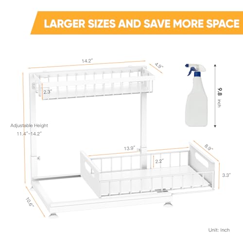 L Shaped Under Sink Organizer (White / 1 Pack)