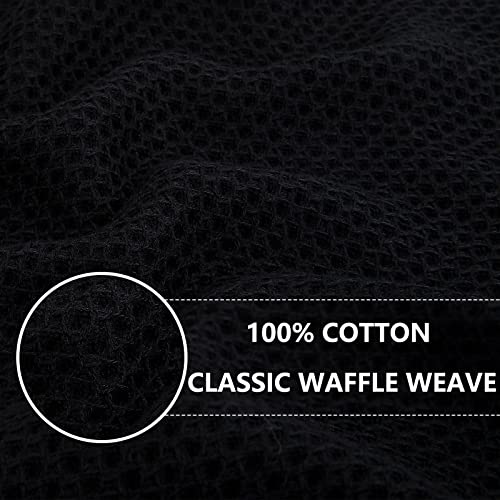 100% Cotton Oversized Waffle Weave Kitchen Towels 4 (Black / 20 X 28 - 4 Pack)