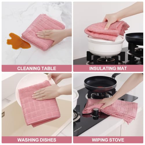Large Premium Cotton Kitchen Towels 16"x 28" (Rose / 16" X 28" - 12 Pack)