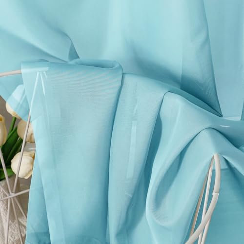 Aqua Sheer Curtains 63 Inch Length 2 Panels Set for Living Room (42"W x 63"L (Pack of 2) / Aqua)
