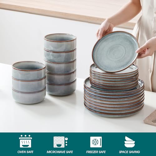 PLAYA Plates and Bowls Sets (Light Blue / 24 Pcs (Service for 8))