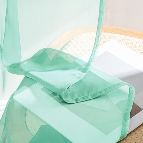 Aqua Sheer Curtains 63 Inches Long 4 Panels 42 x 63 Inches (42"W x 63"L (Pack of 4) / Aqua)