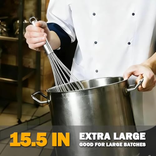 18 10 Stainless Steel Large Whisk Set of 2 (15.5 INCH + 12 INCH)
