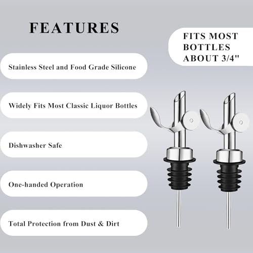 Jigger with 2 Auto Flip Pourers (1 Jigger+ 2 Auto Flip Pourers / Silver)