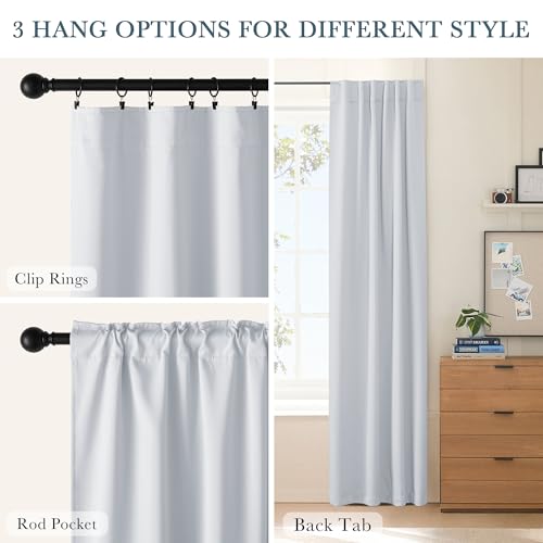 Blackout Curtains Thermal Insulated Window Treatment Panels Back Tab (Greyish White / 70"W x 63"L (Pack of 2))