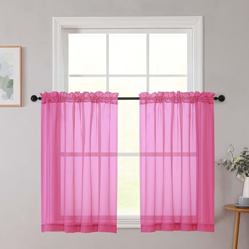 Cafe Curtains 36 Inch Length Tier 2 Pieces (Hot Pink / 42"W x 36"L (Pack of 2))