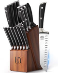 15 Pcs Japanese Knife Set with Sharpener (Brown)