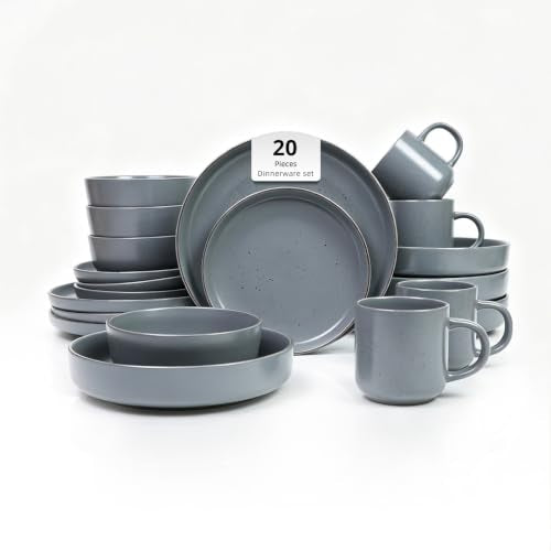 HomeVSS 20 Piece Dinnerware Set (Service for 4 - 20pc Set / Matte Grey)