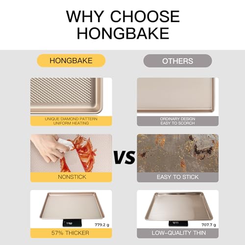 2 Pack Half Sheet Cookie Sheets for Baking (Champagne Gold / 2 Pack Half Sheet)