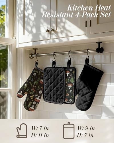 Cotton Oven Mitts and Pot Holders Sets (Forest Charm)