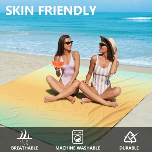 Beach Blanket Mat Waterproof Sandproof for 2 (Gradient-california / 120" X 108"（1-8person）)