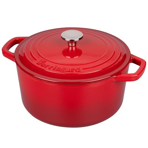 Enameled Cast Iron Dutch Oven Pot with Lid (6 QT / Red)