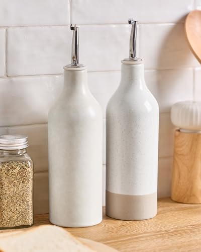 16oz Oil Dispenser Bottle (Matte Beige White and White / 2 Pieces (Milkyway))