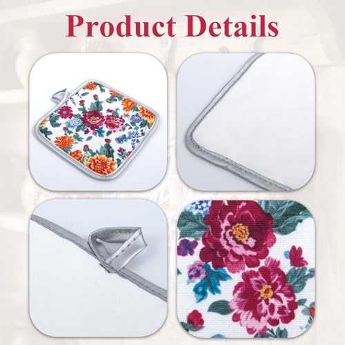 Floral Oven Mitts and Pot Holders Sets 2 Pcs (Flower4)