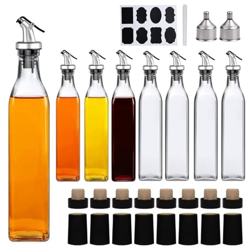 8 Pack 17oz Olive Oil Dispenser Bottle (17oz BPA Free Plastic Spout)