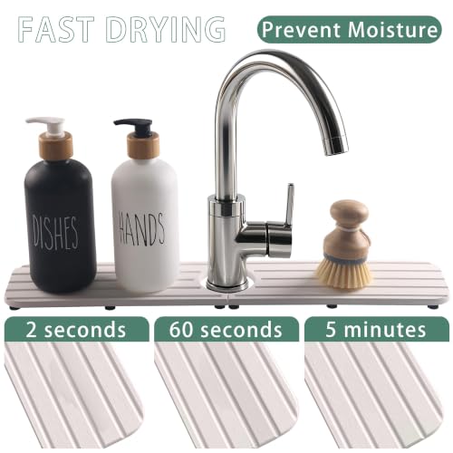 Faucet Mat for Kitchen Sink (White / 20" x 3.9" x 0.5")