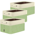 3 Pack Fabric Closet Storage Bins for Shelves (Green / 3PCS/Small-12x8x8)