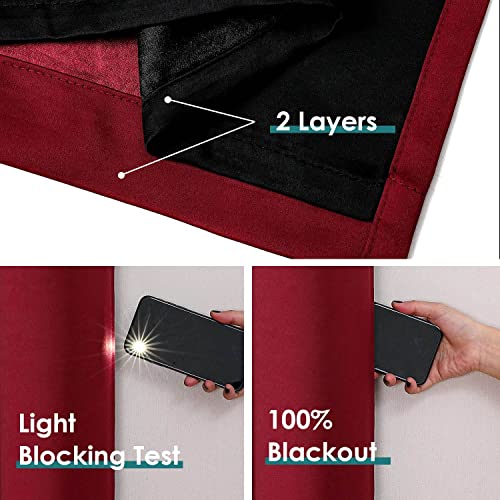 100% Blackout Curtains for Bedroom 95 Inches Long 2 Panels Set (52"W x 95"L (Pack of 2) / Burgundy)