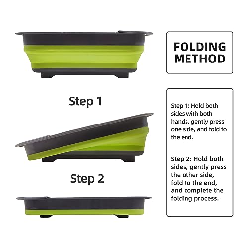 Collapsible Dish Drying Rack for RV Campers Portable Dinnerware Drainer Organizer for Kitchen Travel Trailer (Square Green)