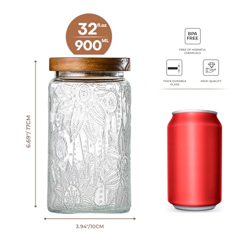 Glass Storage Containers With Lids (Sunflower*3-32oz)