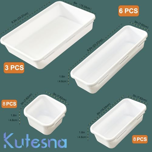 25 PCS White Drawer Organizer Set (White)