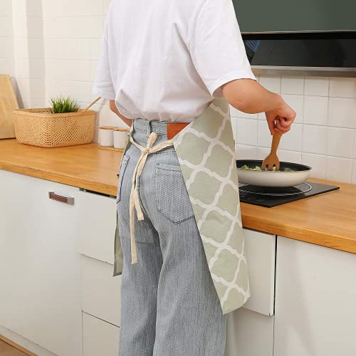 2 Pack Cotton Adjustable Bib Apron for Women (Cotton - Grey/Green)