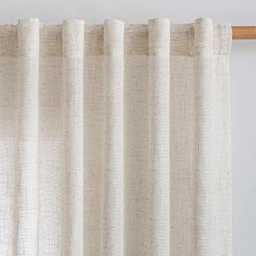 Kitchen Window Curtains Half Sheer Drapes 45 Inches Long (50"W x 45"L (Pack of 2) / Linen)