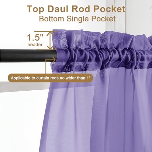 Purple Sheer Curtains 96 inches Long 2 Panels (Purple / 42"W x 96"L (Pack of 2))