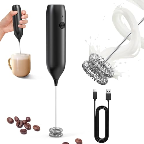 Rechargeable Milk Frother Handheld (Black)