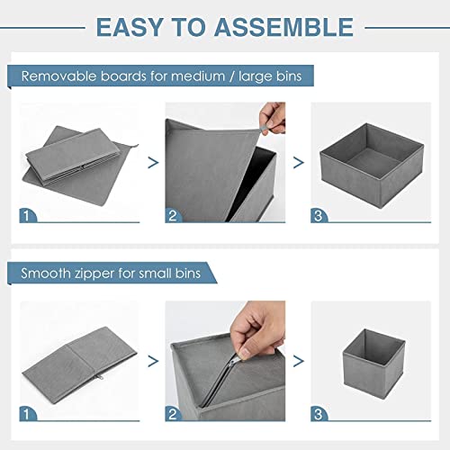Drawer Organizer Clothes (Grey / 8 Pack)