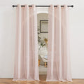 Linen Textured Semi Sheer Bedroom Curtains (36"W x 84"L (Pack of 2) / Dusty Blush)