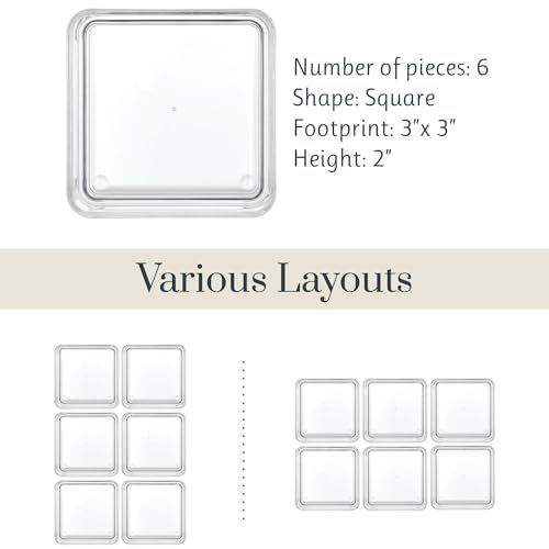 SimpleSort 6 Piece Stackable Clear Drawer Organizer Set (3x3x2" (Set of 6))